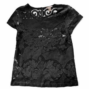 Banana Republic Black Floral Cut Out Lace Top